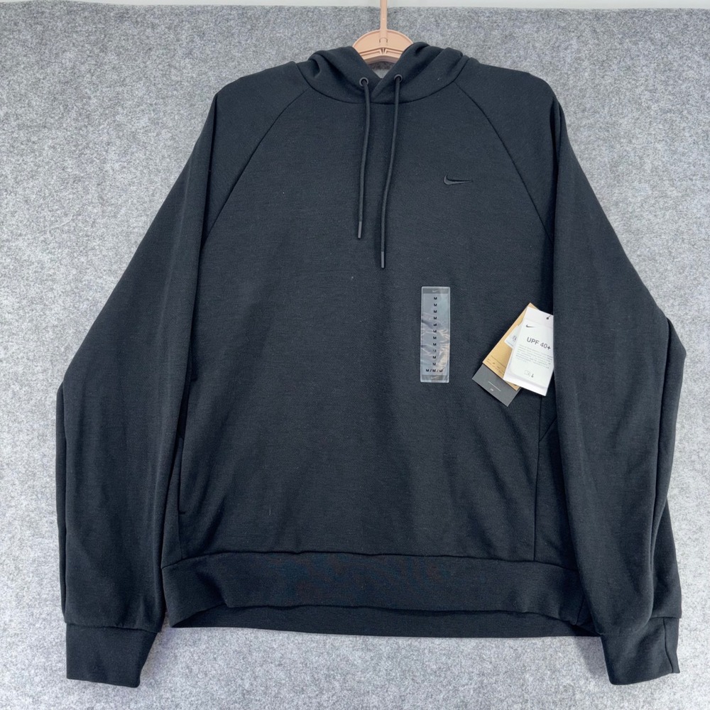 Nike Dri-FIT Mens Black Pullover Training Hoodie UPF 40+ Size Medium